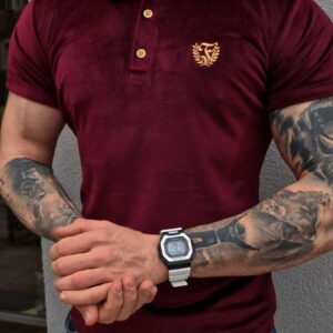 SKLEP FURIA Polo terciopelo burdeos