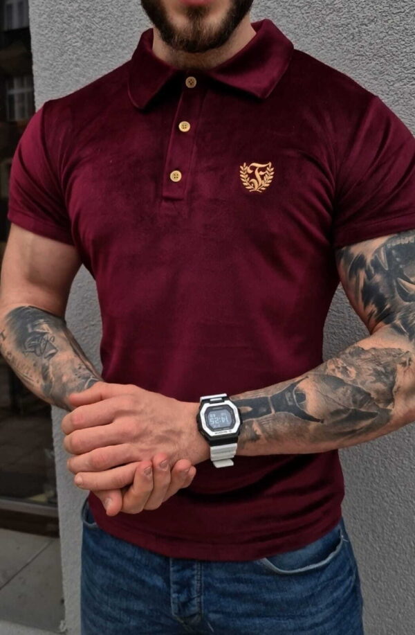 SKLEP FURIA Polo terciopelo burdeos