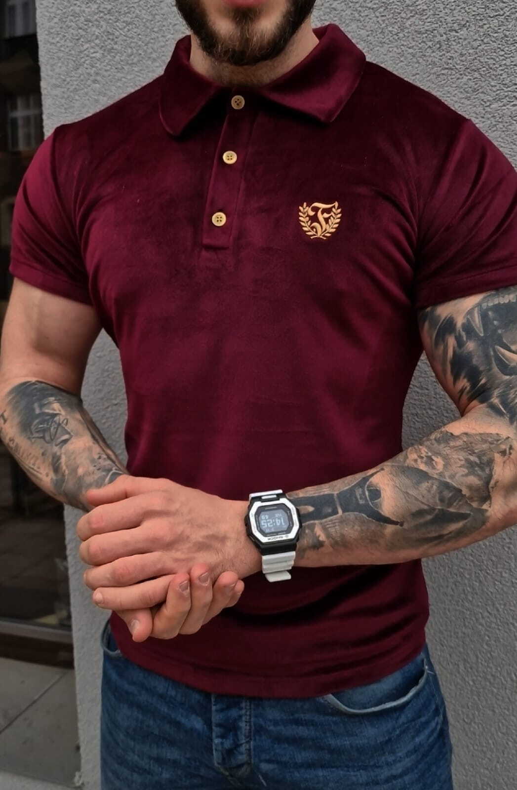 SKLEP FURIA Polo terciopelo burdeos: imagen 1