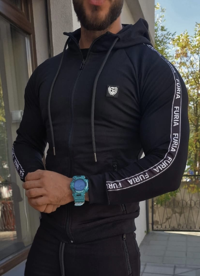 SKLEP FURIA Sudadera abierta con capucha negra: imagen 1