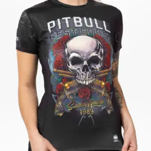 Women Performance T-shirt mesh santa muerte black