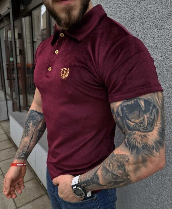 SKLEP FURIA Polo terciopelo burdeos