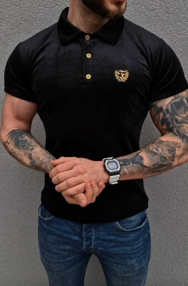 SKLEP FURIA Polo terciopelo negro