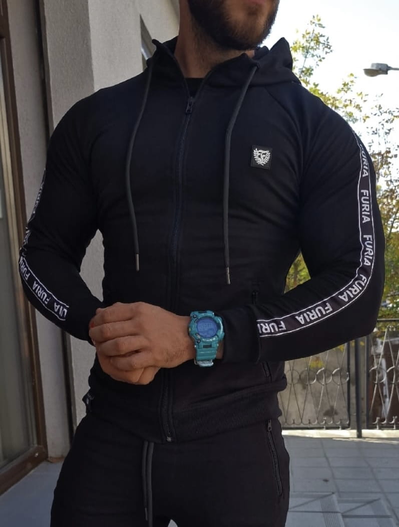 SKLEP FURIA Sudadera abierta con capucha negra: imagen 2