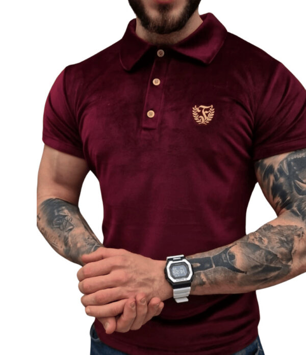 SKLEP FURIA Polo terciopelo burdeos