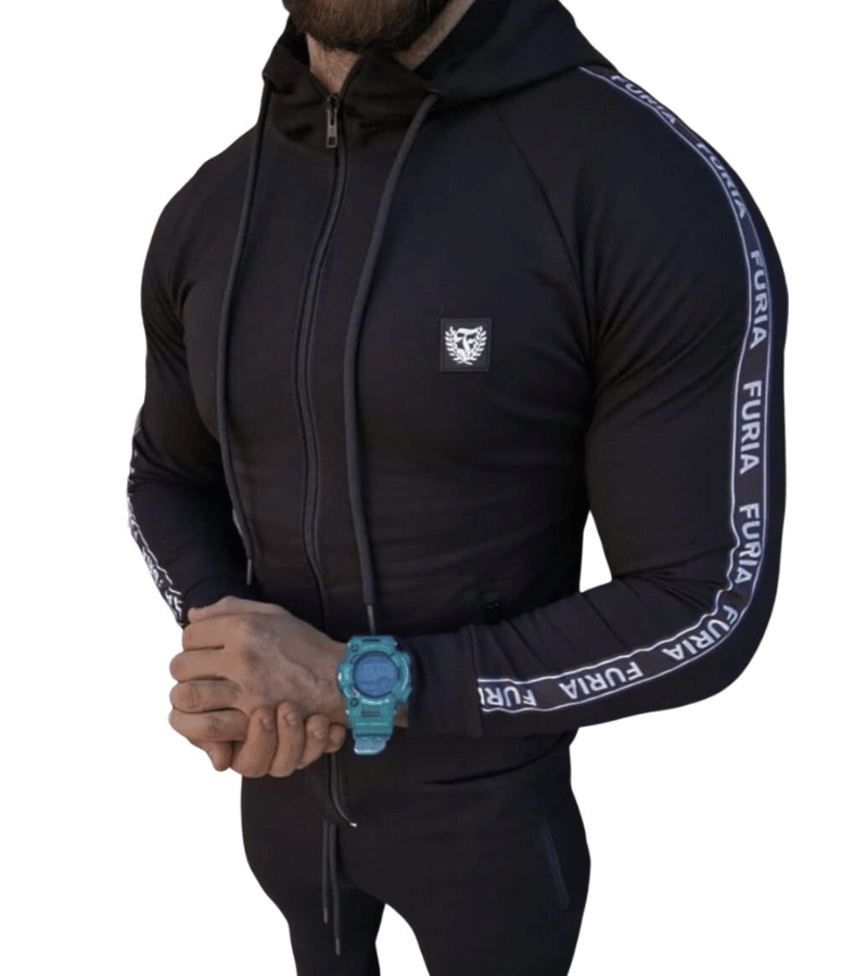 SKLEP FURIA Sudadera abierta con capucha negra: imagen 3